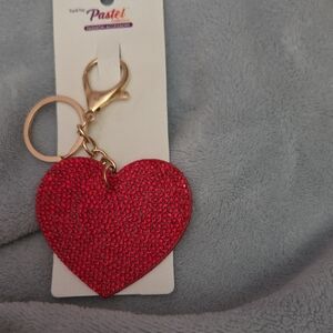 Keychain, Pastels Glittering Red Heart 2D NWT